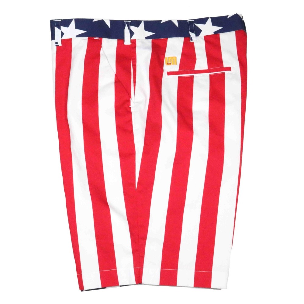 Loudmouth USA Flag Stars Stripes Red White Blue Golf Shorts Mens Size 40‎ - Picture 4 of 6